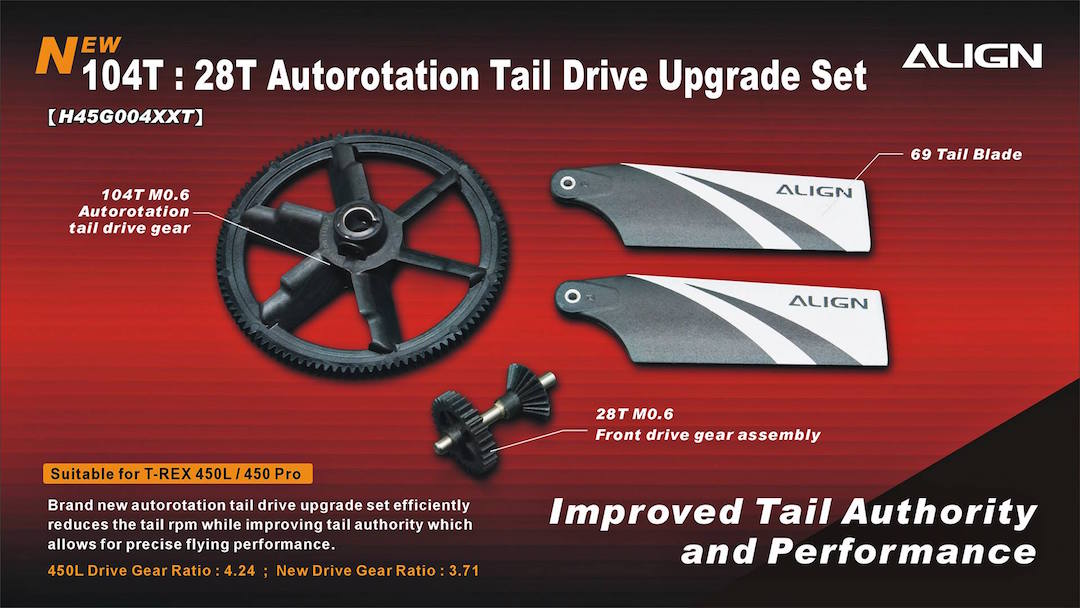 104T 28T Autorotation Tail Drive Upgrade Set