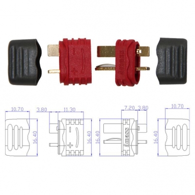 Deans T plug pair - V3 - with protection cover, T-Connector