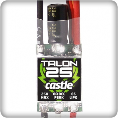 Castle Talon 25, 25V 25 AMP ESC with Heavy Duty BEC