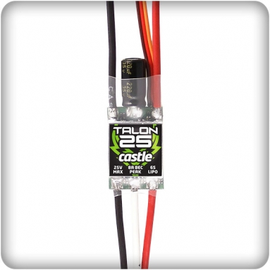 Castle Talon 25, 25V 25 AMP ESC with Heavy Duty BEC